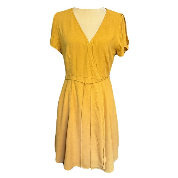 Lulus Mustard Yellow Wrap Dress Size M - Picture 9 of 14